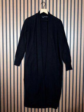 360 Cashmere Sweater XS Womens Black 100% Cashmere Soft Knit Open Front